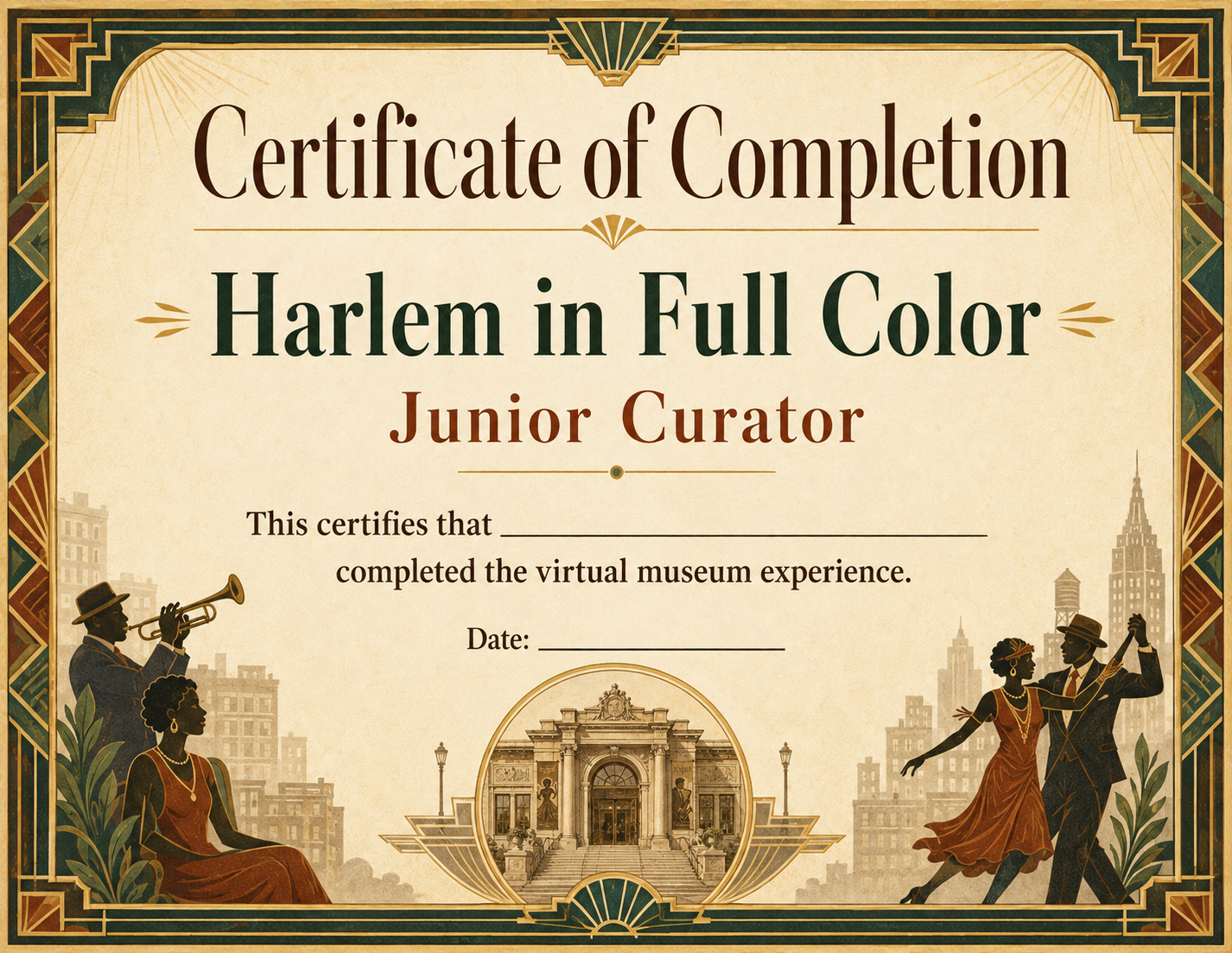 Harlem in Full Color junior curator certificate